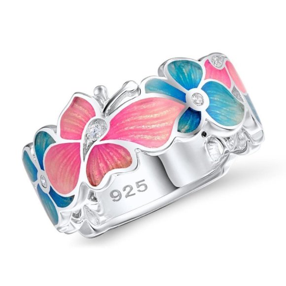Jewelry - Fun Enamel Butterfly & Flower Band